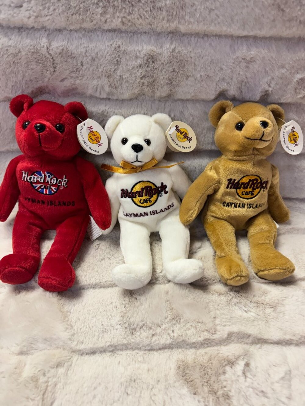 Three vintage Hard Rock Cafe plush teddy
